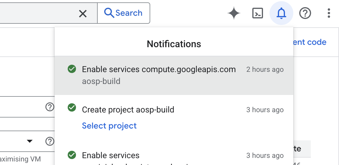Notification after enabling compute engine API