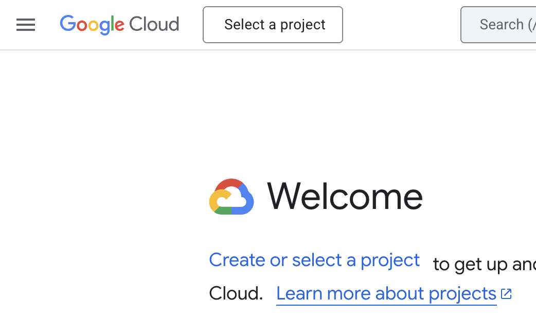 Select a project in GCP