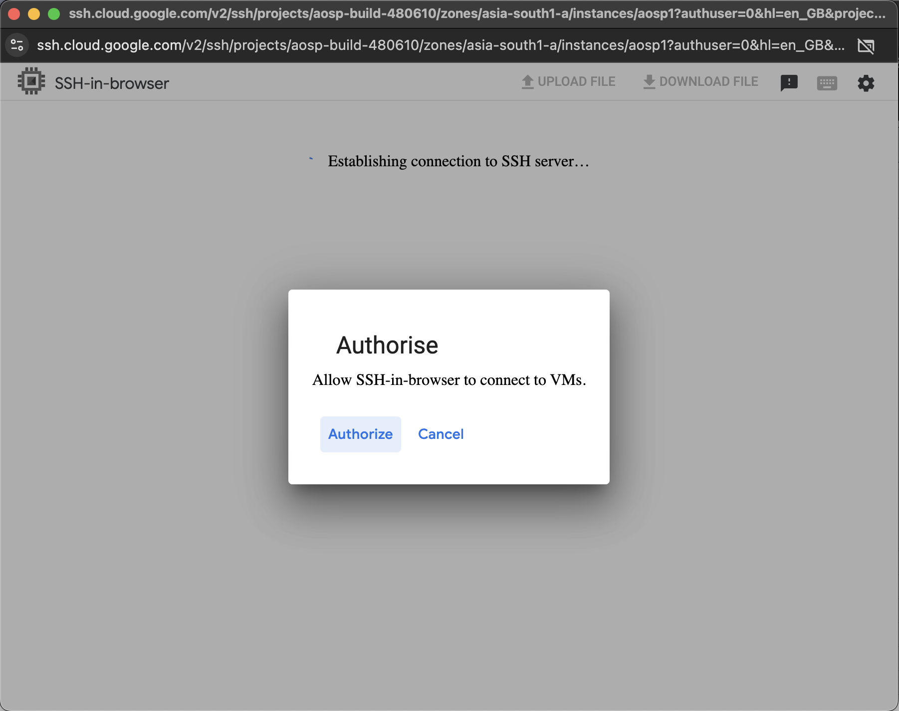 Authorize SSH-in-browser