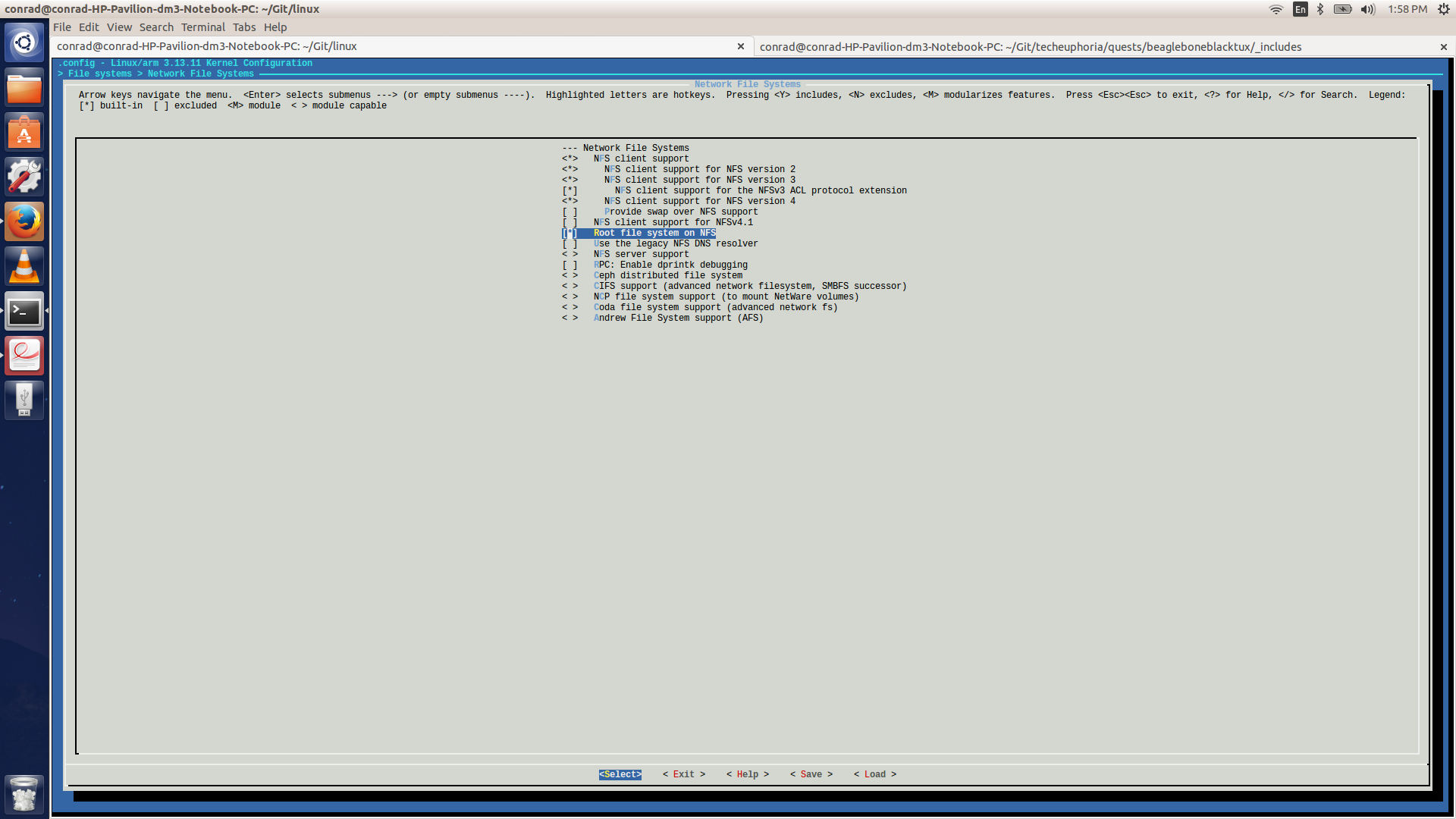 We select Root file system on NFS