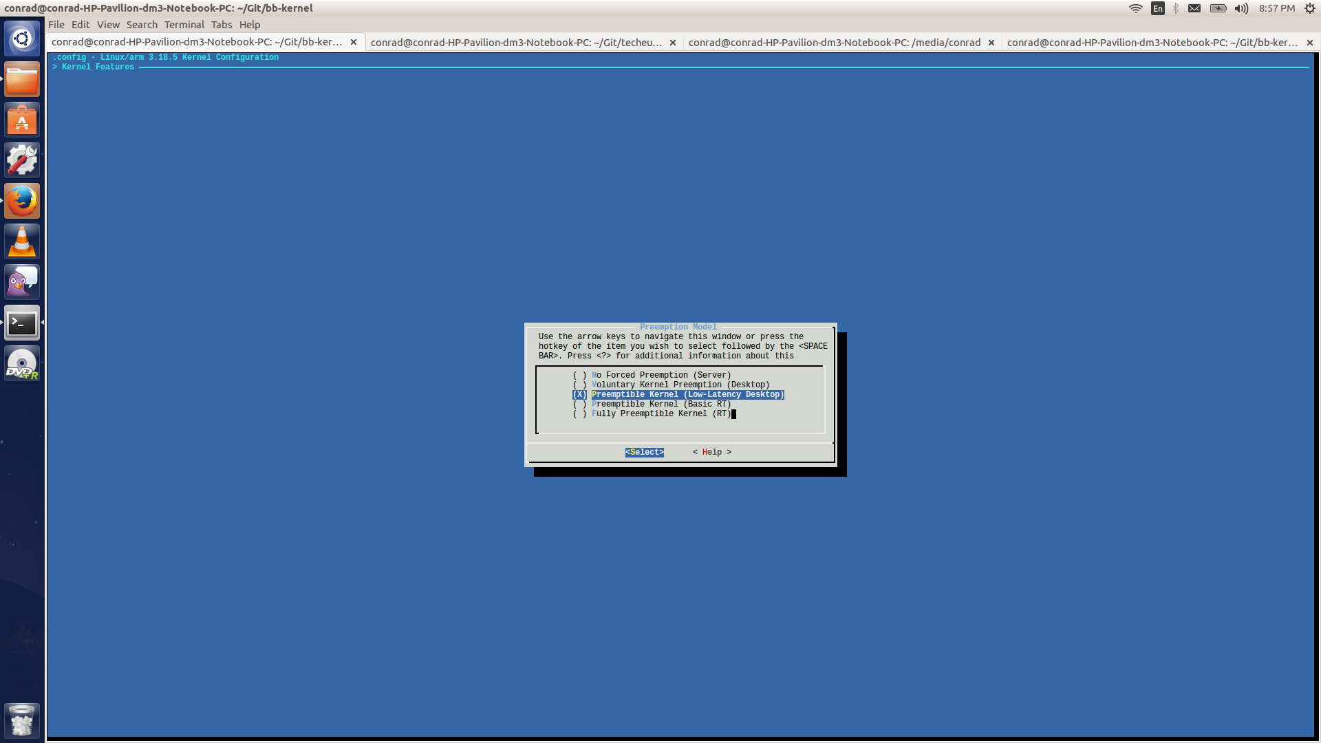 Preemption model for preemptible kernel (low latency desktop)