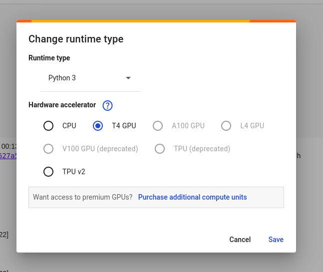Hardware accelerator is set to GPU