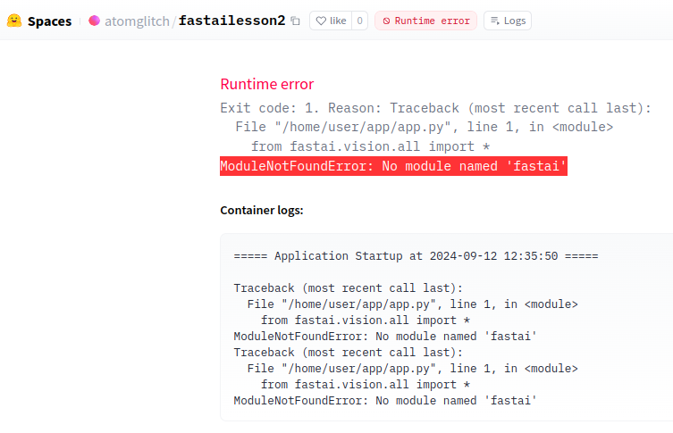 Huggingface app failure