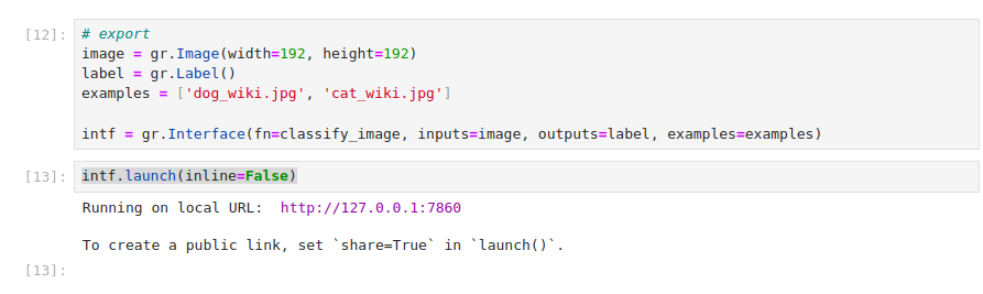 Successful launch of gradio interface