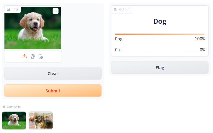 Successful gradio image test of dog