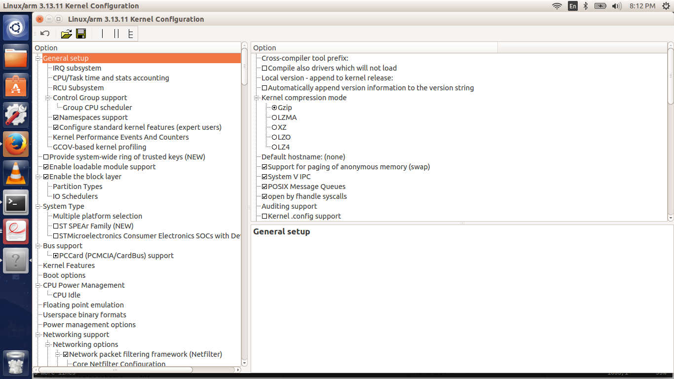 Screenshot of xconfig interface