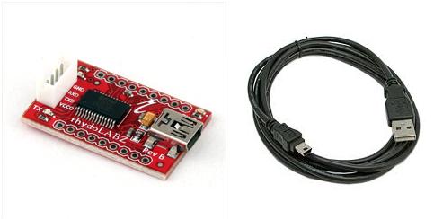 Rhydolabz breakout board with mini USB cable