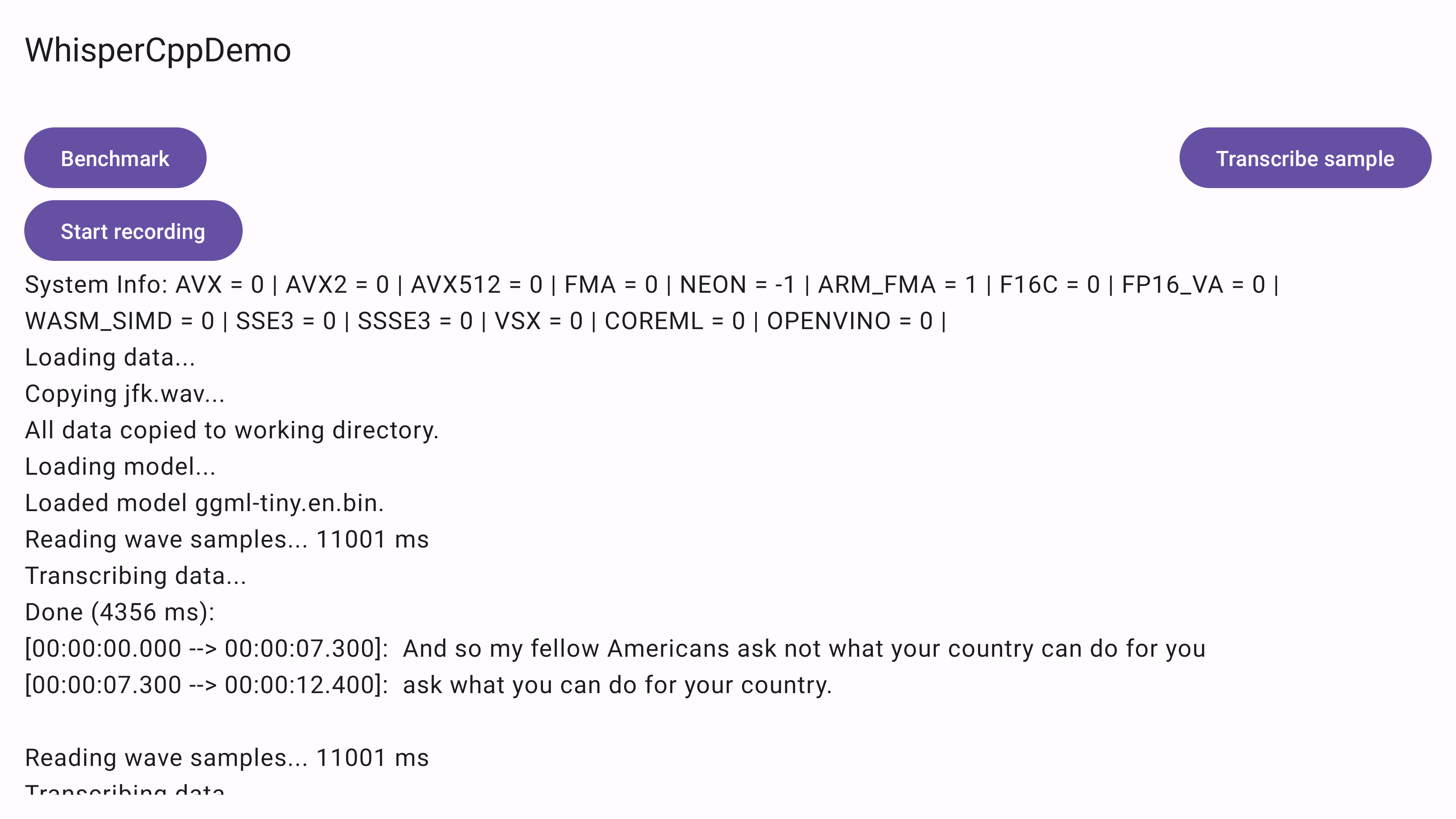 Transcribe the JFK sample